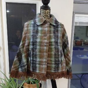 Elegant Plaid Fringe Women's Cape